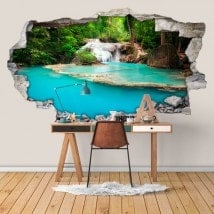 Decorative vinyl 3D waterfalls in the forest