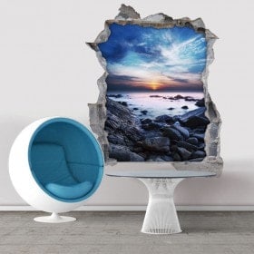 Decorative vinyl 3D sunset in the lagoon