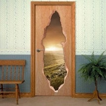 Sunset in mountains 3D doors vinyl