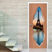 Vinyl for doors Paris Tower Eiffel 3D