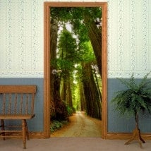 Decorative vinyl door way of Sequoias