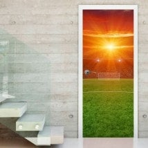 Decorative vinyl door soccer field