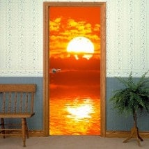 Decorative Vinyl Doors Sunset At The Sea