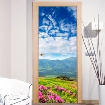 Vinyls for doors flowers in the mountains