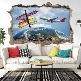 Wall stickers 3d travel around the world