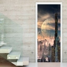 Door decals city of the future