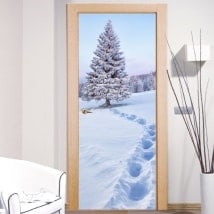 Decals doors snow in the mountains