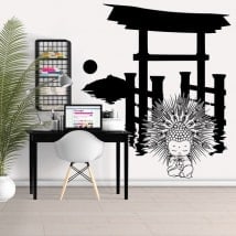 Wall stickers Torii with Buddha