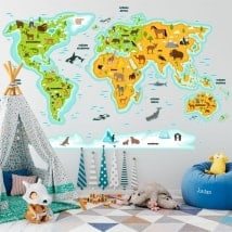 Children's stickers animals world map
