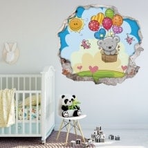 Children's stickers 3D bear with balloons
