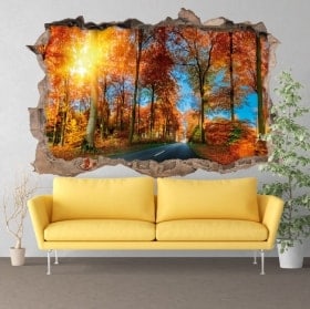 Wall stickers 3D road in autumn