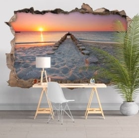 Wall stickers 3D beach at sunset