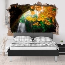 Stickers for wall waterfall in the forest 3D