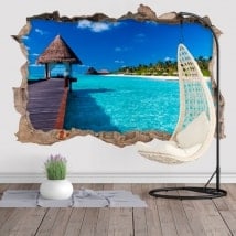 3D Decorative wall decals blue lagoon island