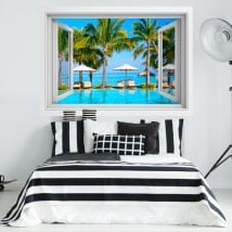 3D window vinyl Mauritius island beaches