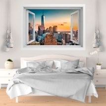 Wall stickers sunset in Manhattan 3D