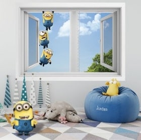 Wall stickers 3D minions window