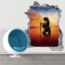 3D wonder woman decorative wall stickers