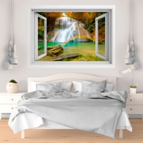 Decorative vinyl rainbow in the waterfall 3D