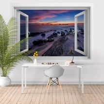 Decorative vinyl windows sunset black sea 3D