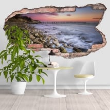 Decorative vinyl sunset on the coast 3D