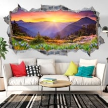 Vinyl walls sunset in the mountains 3D