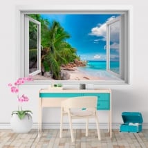 Wall stickers window Seychelles Islands 3D