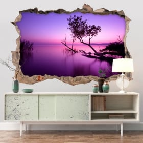 Decorative vinyl sunset on the lake 3D