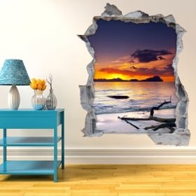 Wall stickers sunset on the beach 3D