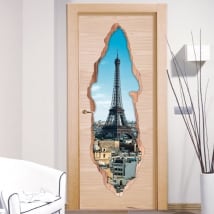 Decorative vinyl doors Paris Eiffel Tower 3D