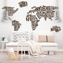 Vinyl and stickers world map continents