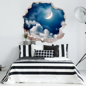 Decorative vinyl moon and clouds 3D
