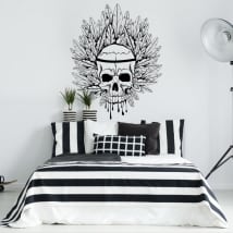 Decorative vinyl skull and feathers