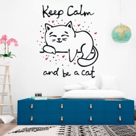 Decorative vinyl phrase keep calm and be a cat