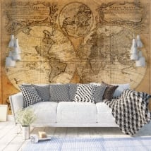 Vinyl wall murals vintage world map