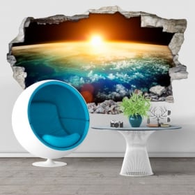 Decorative vinyl planet earth and sun 3D