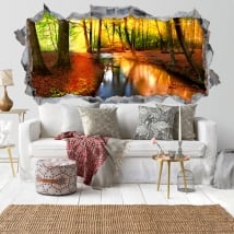 Stickers for walls autumn forest sunset 3D