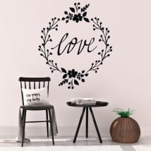 Decorative vinyl love with flowers