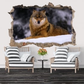 Wall decal wolf in winter 3D