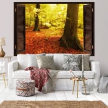 Vinyl window autumn trees 3D