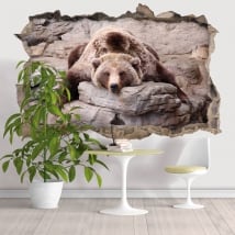 Decorative vinyl walls grizzly bear 3D