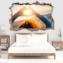 Wall decal heart at sunset 3D