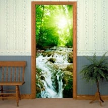 Vinyl for doors waterfall in the forest