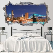 Vinyl skyline New York Brooklyn bridge 3D