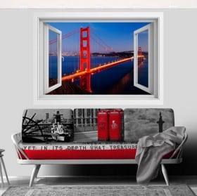 Vinyl Golden Gate bridge window 3D