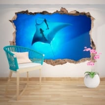 Decorative vinyl Manta Ray 3D