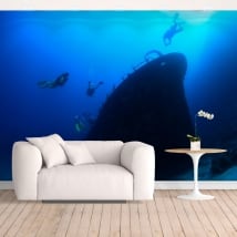 Vinyl wall murals submariners in the sea