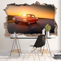 Decorative vinyl walls retro car 3d