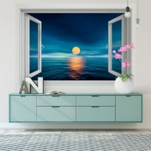 Decorative vinyl walls sunset at sea 3d