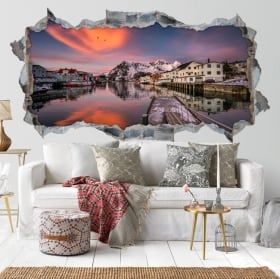 Decorative vinyl 3d sunset islands lofoten norway